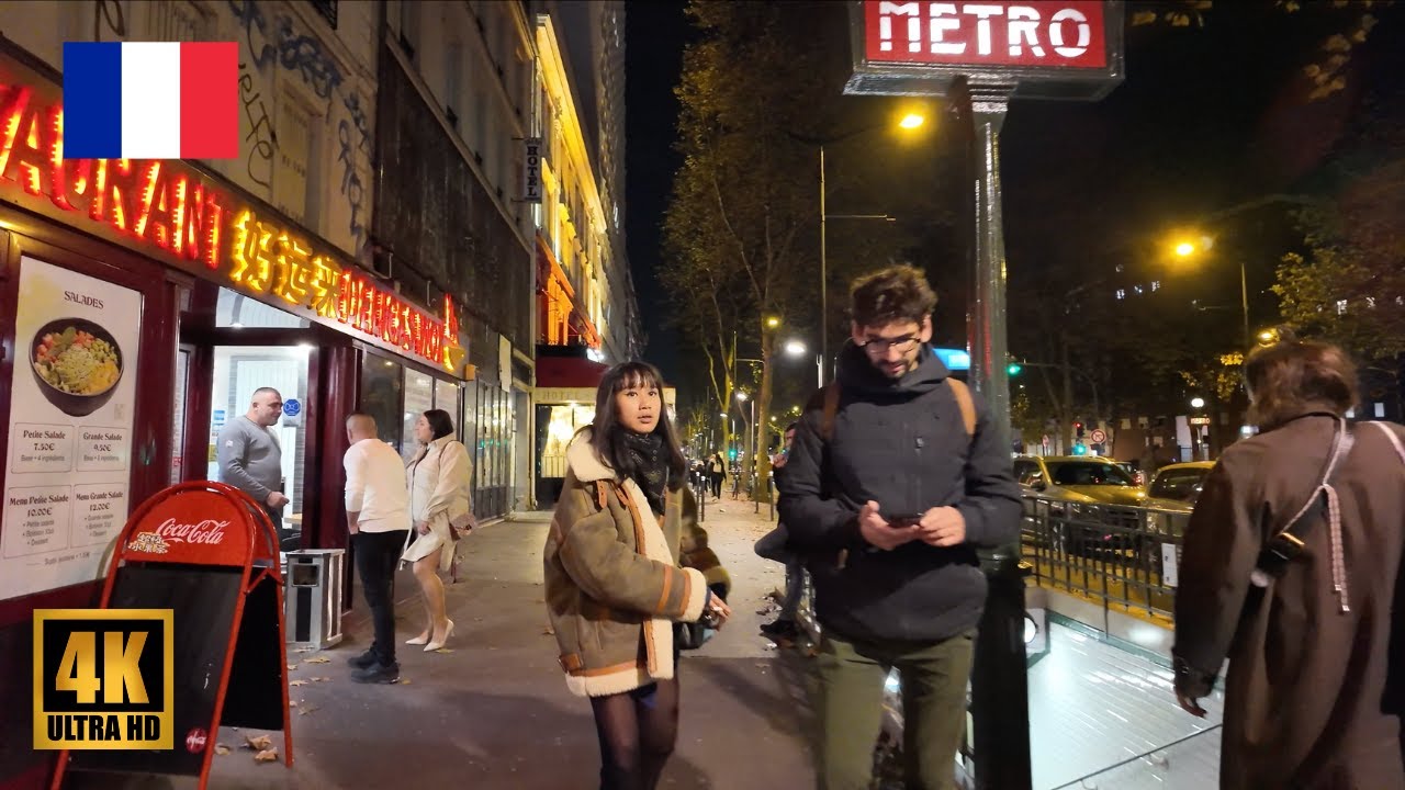 Porte de Pantin Paris Night Walk (4K 60fps)