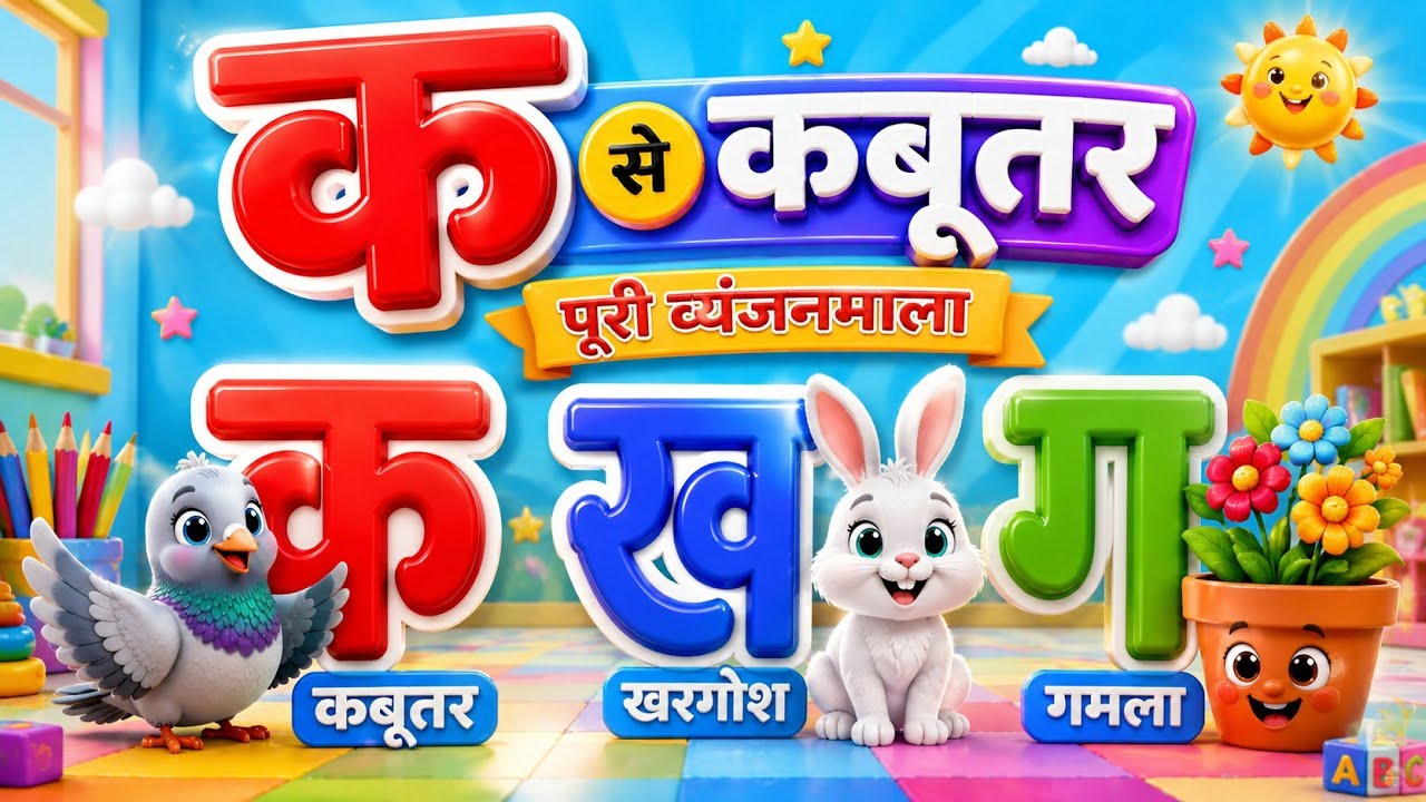 क से कबूतर | ख से खरगोश | हिंदी वर्णमाला | Hindi Varnamala for Kids | Learn Hindi Alphabet