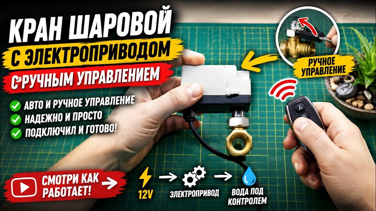 Кран шаровой с электроприводом с ручным управлением