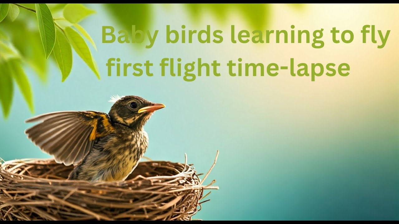 Baby birds learning to fly: first flight time-lapse
