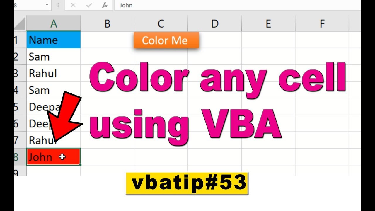 color any cell in excel using VBA - vbatip#53