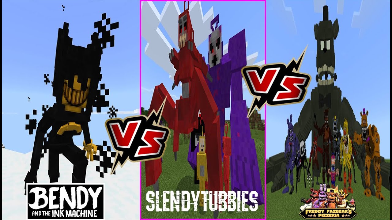 Bendy [BATIM] VS Five Night's at Freddy's [FNAF] VS SlendyTubbies (Minecraft PE)