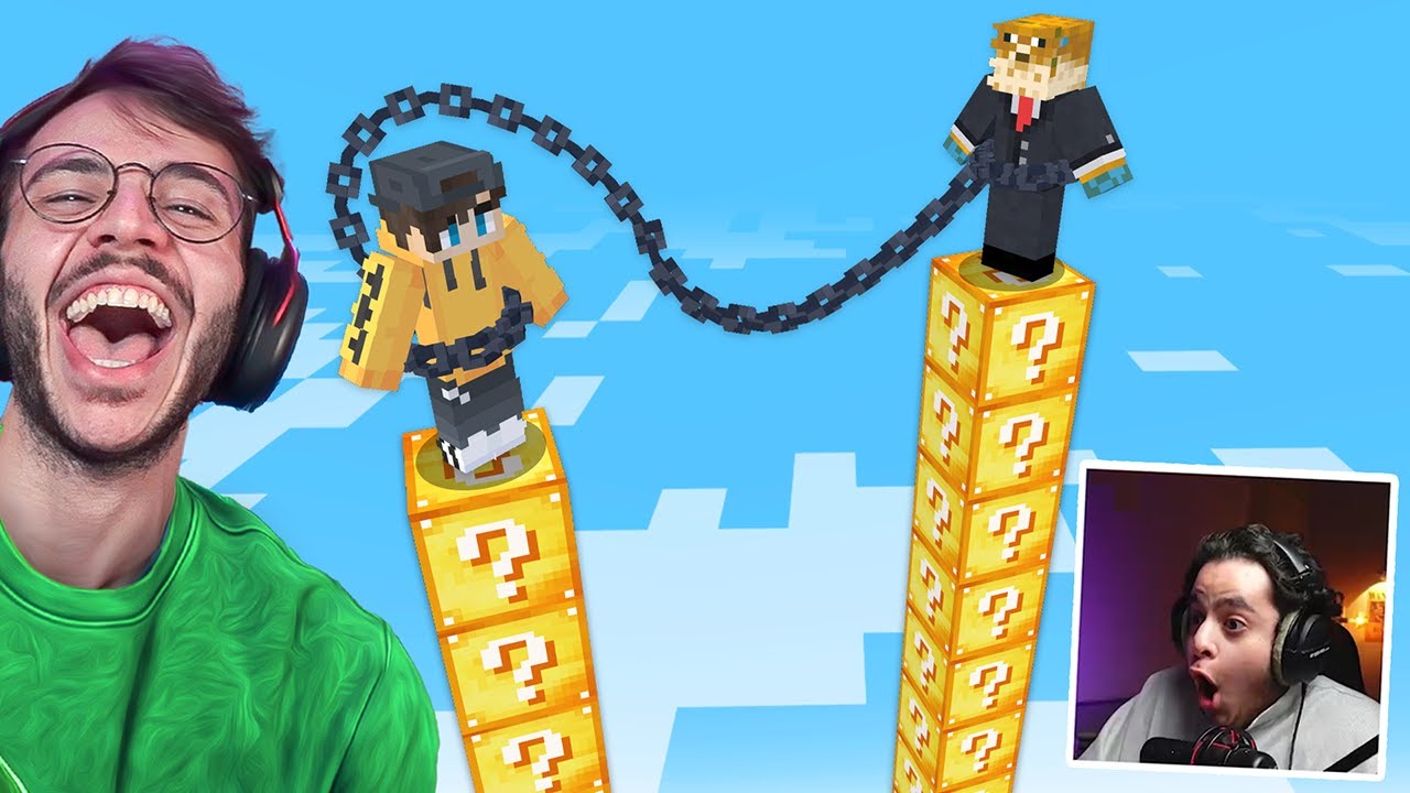 ماين كرافت ولكن مربوطين مع بعض في أبراج بلوكات الحظ!!