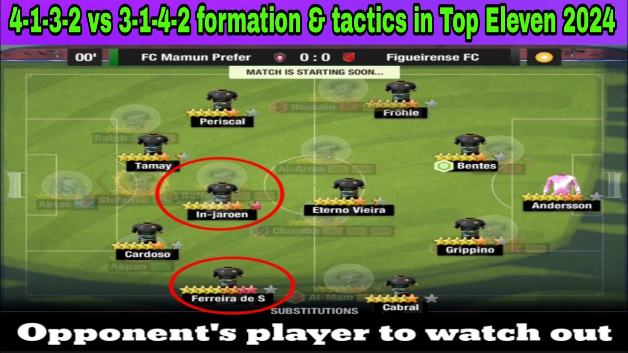 4-1-3-2 formation vs 3-1-4-2 formation & tactics in Top Eleven 2024 | A toughest league win