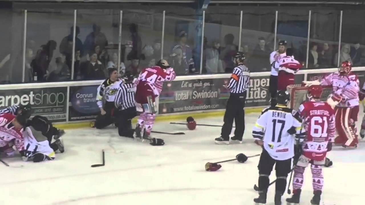 Swindon Wildcats vs Bracknell Bees EPL Brawl 28-12-15