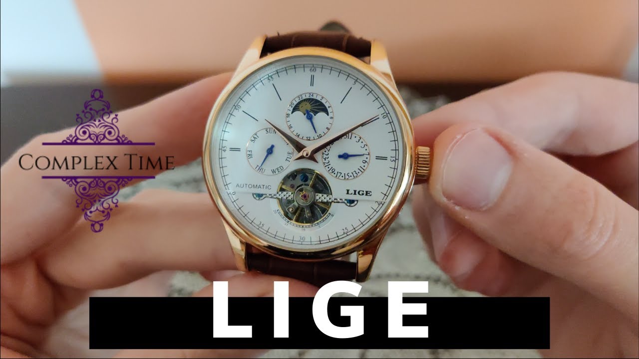 LIGE Automatic Calendar Open-Heart Watch Showcase (Lige6826) - Complex Time