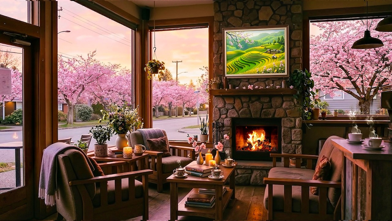 Cozy Spring Jazz ~ Relaxing Coffee Shop Ambience & Smooth Jazz Instrumental for March Days