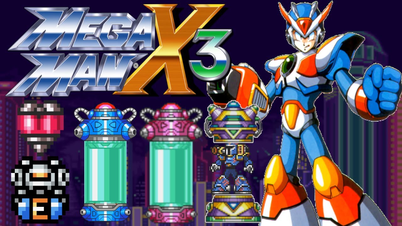 MegaMan X3: All Upgrades, Heart & Sub tanks, Gold Armor, Z-Saber, Vile Capsules (All Items/Upgrades)