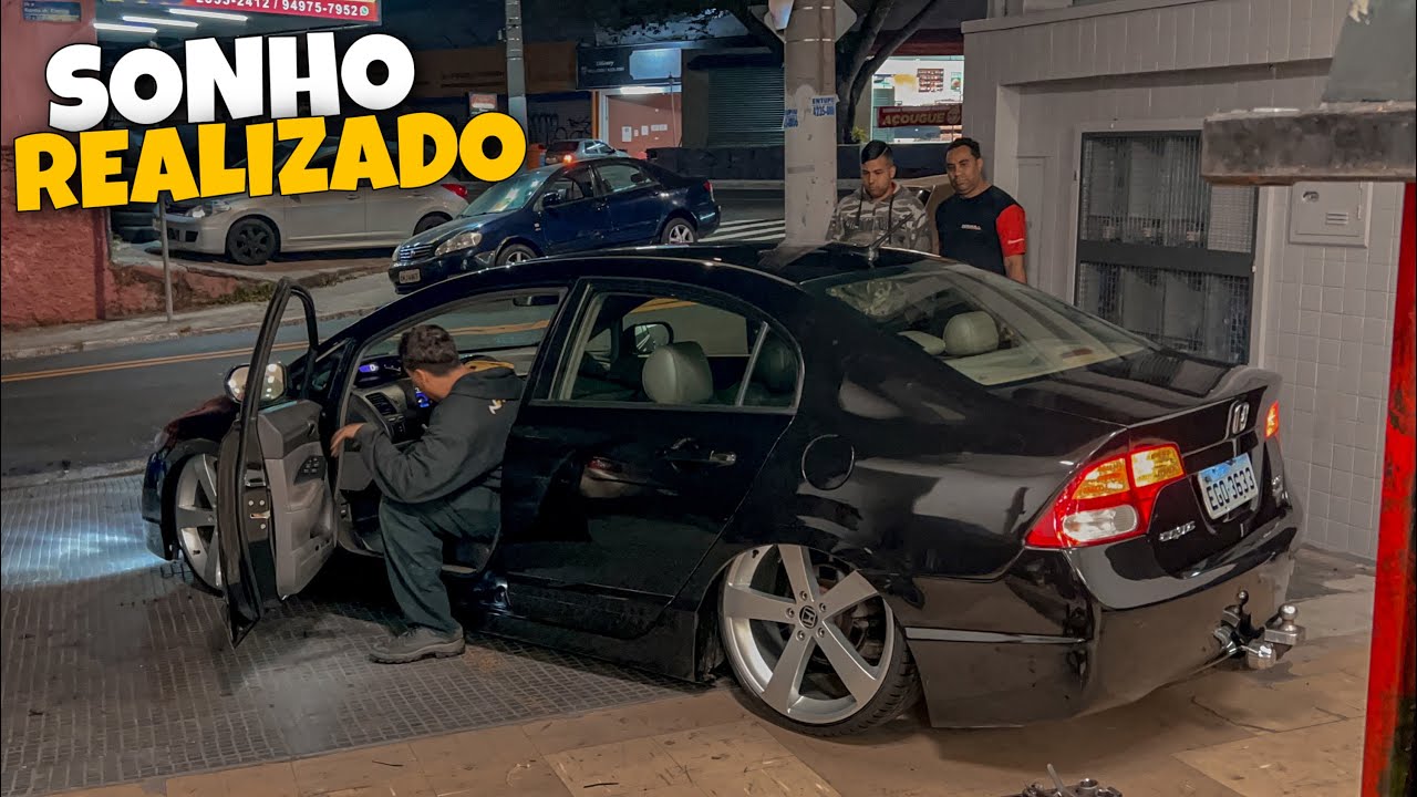 SONHO REALIZADO, CIVIC REBAIXADO COM SUSPENSÃO A AR E ARO 20