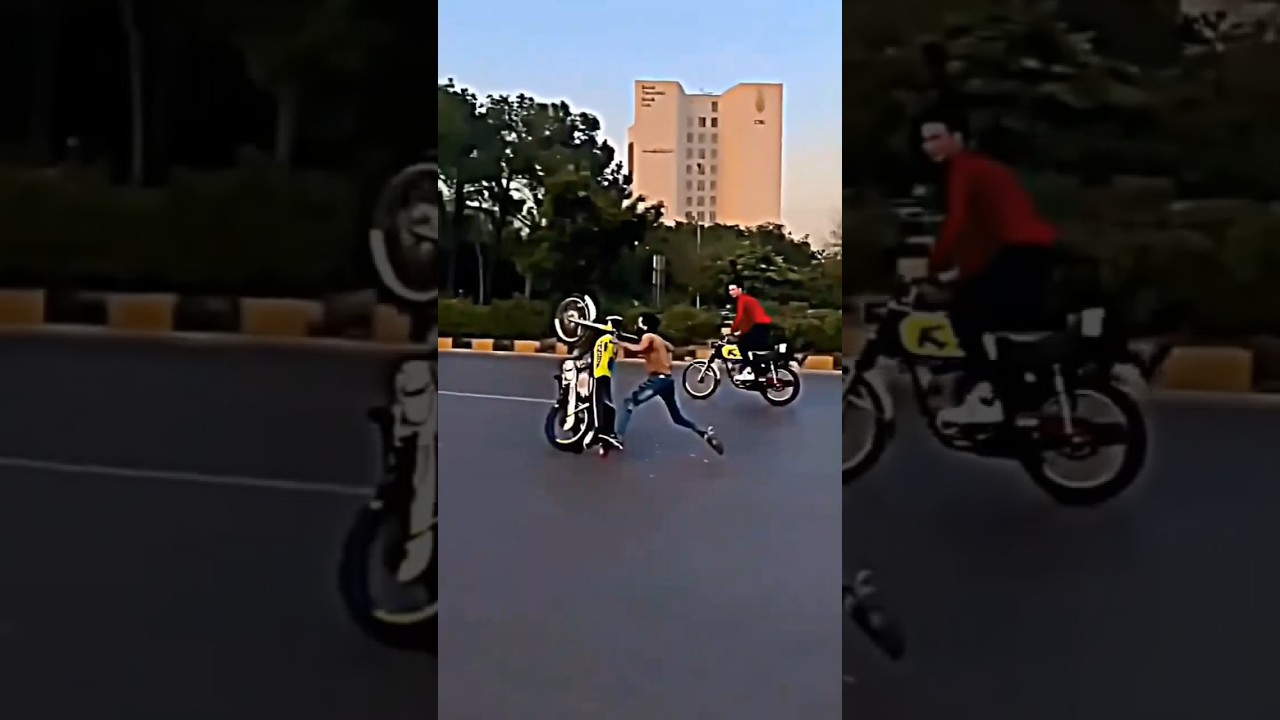 Accident bike wheeling 😈 46 brand wheeler king 💪#125cc #lahore #allahjan #punjabimusic