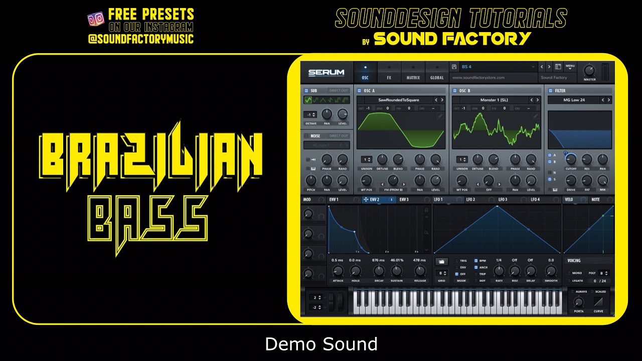 Serum Tutorial: How to make Brazilian Bass sounds (Sound Design)