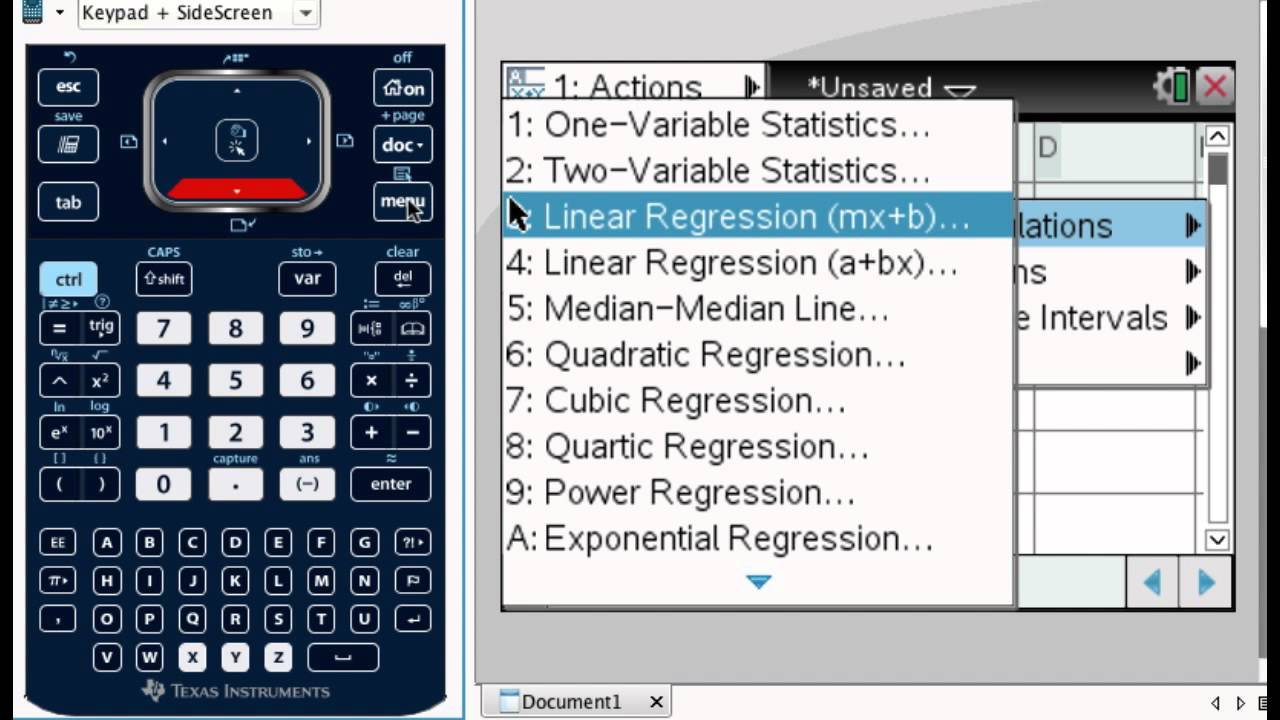 Algebra II TI-Nspire and Linear Regression