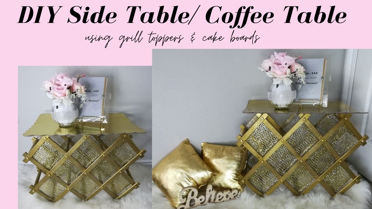 Using cake boards & grill toppers to create DIY Side Table/Coffee Table I Home & Office Décor ICraft