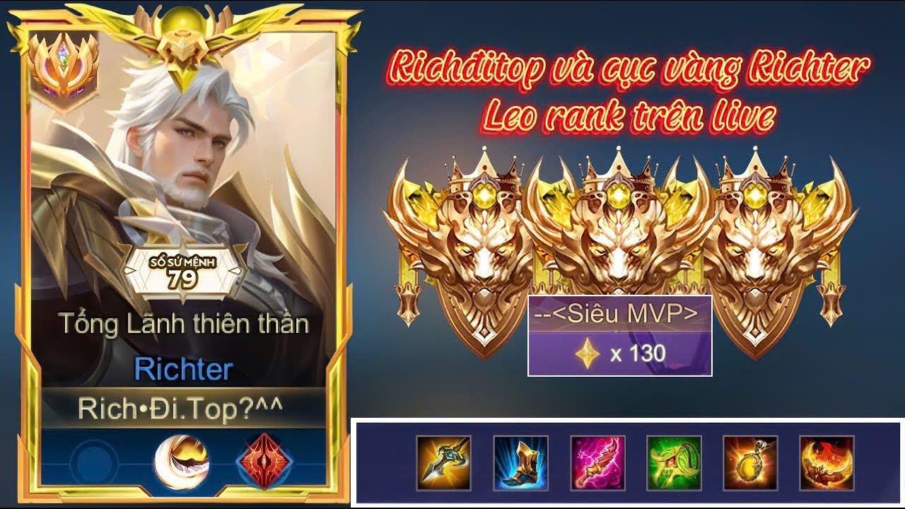 Leo rank cùng cục vàng Richter nào ae
