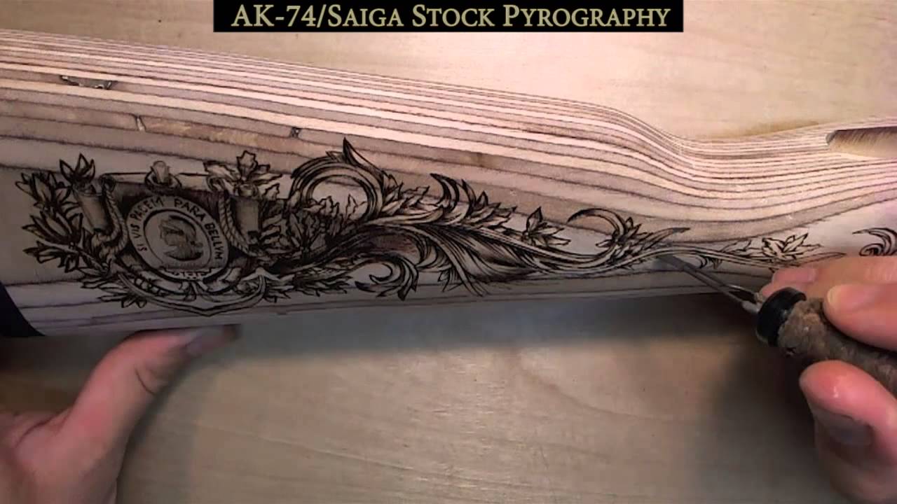 AK 74 Gun Stock Pyrography