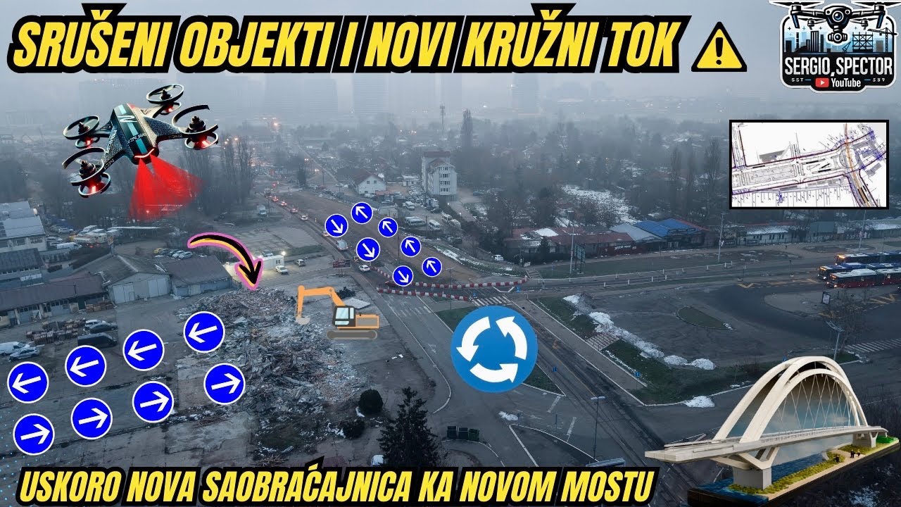 SRUŠENI OBJEKTI - Novi Kružni tok i saobraćajnica između Ušća i Novog SAVSKOG Mosta #beograd