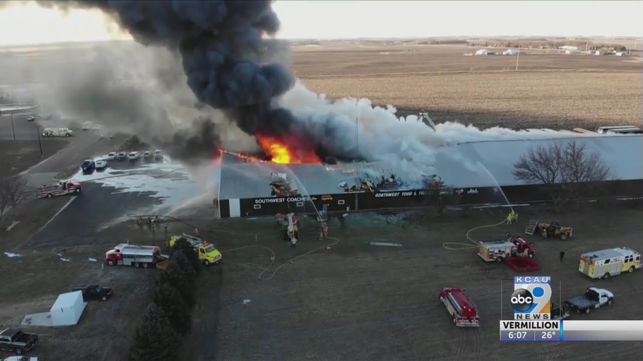 Massive fire at bus garage