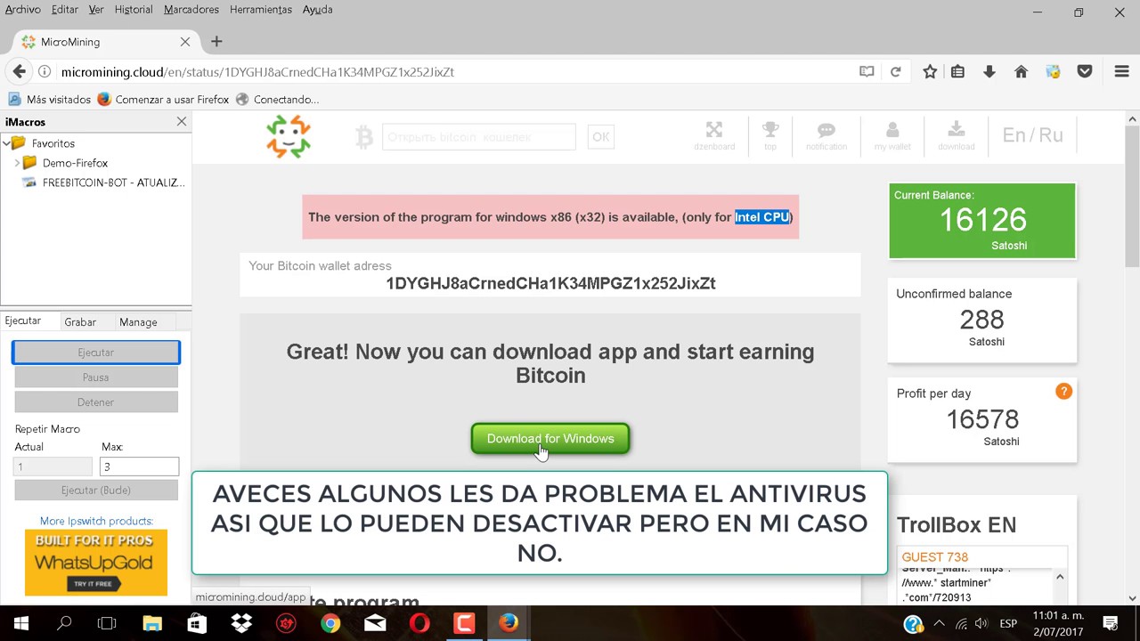 Minar bitcoin con mi PC CPU Y GPU Facil