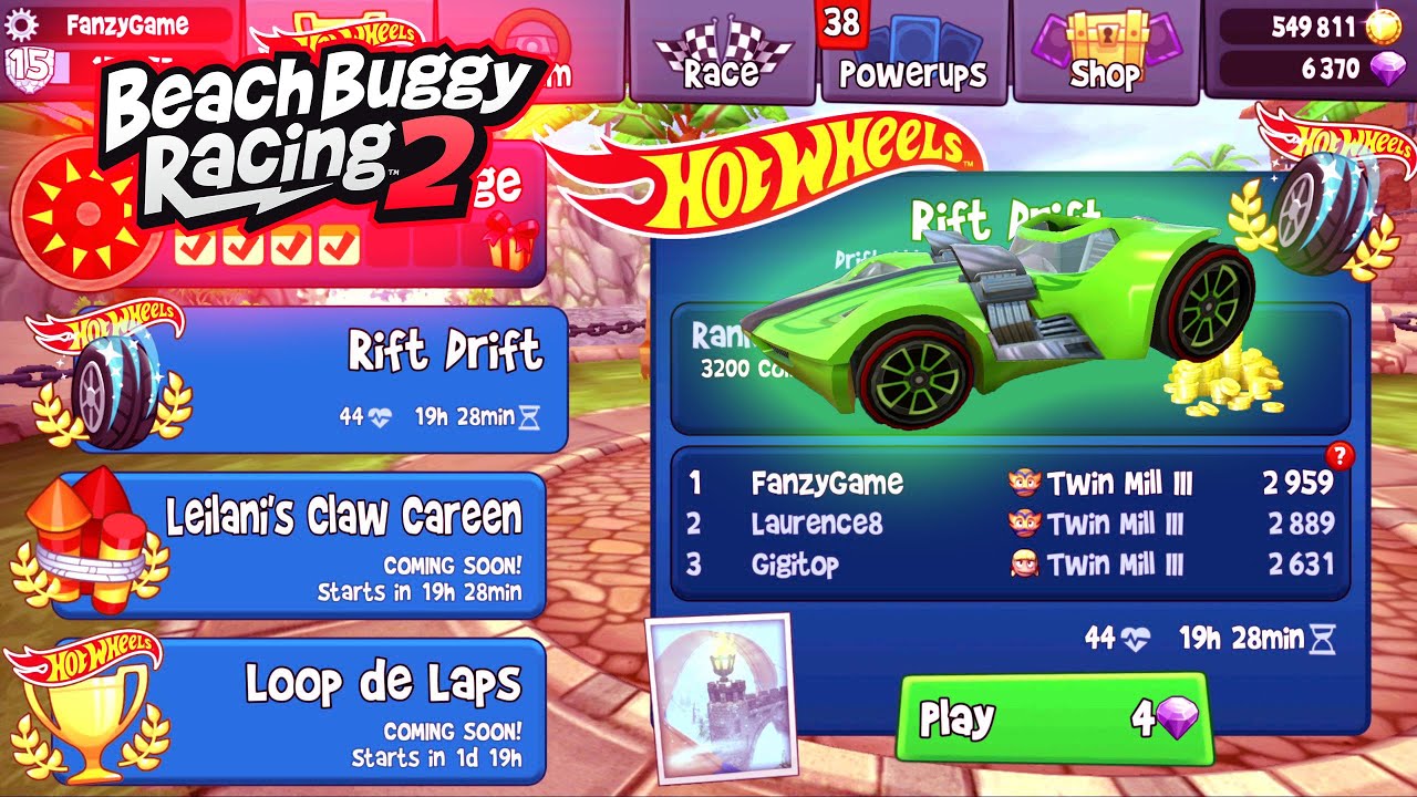 Rift Drift - Twin Mill III ft El Zipo - Hot Wheels - Beach Buggy Racing 2