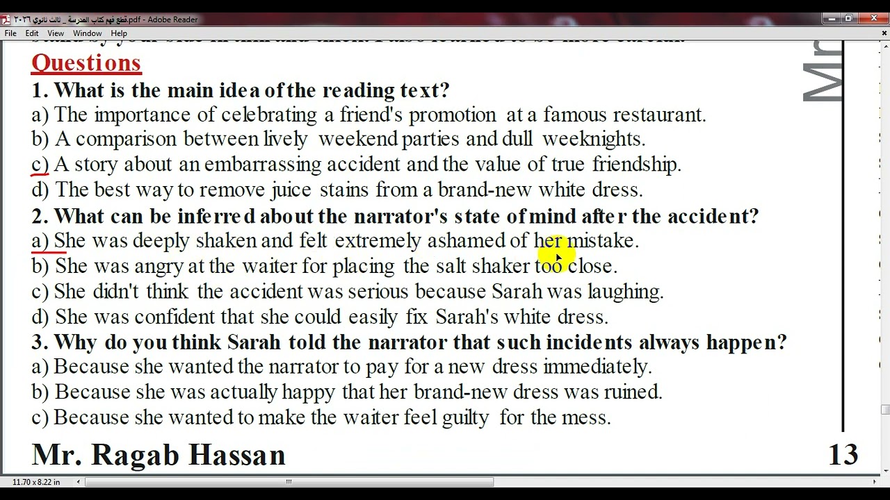 Решение к тексту для проверки понимания прочитанного № 863 для старшей школы.