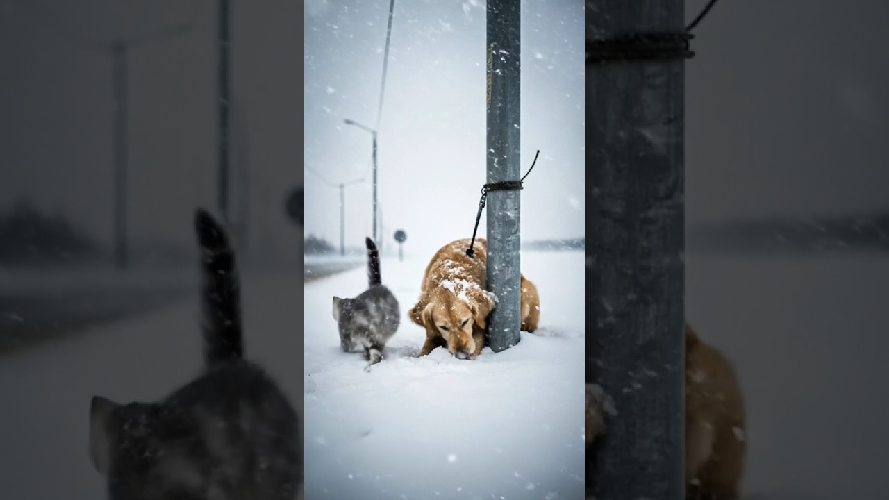 Snow Rescue: A Kitten Leads a Man to Save a Freezing Dog #dogrescue #sadstory #animals