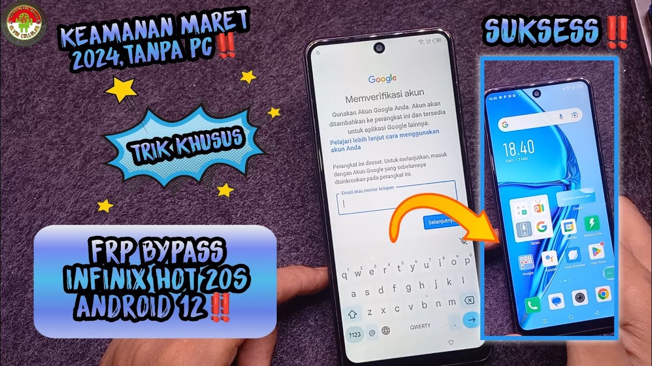 FRP BYPASS INFINIX HOT 20s ANDROID 12 KEAMANAN MARET 2024,TRIK KHUSUS,TANPA PC‼️