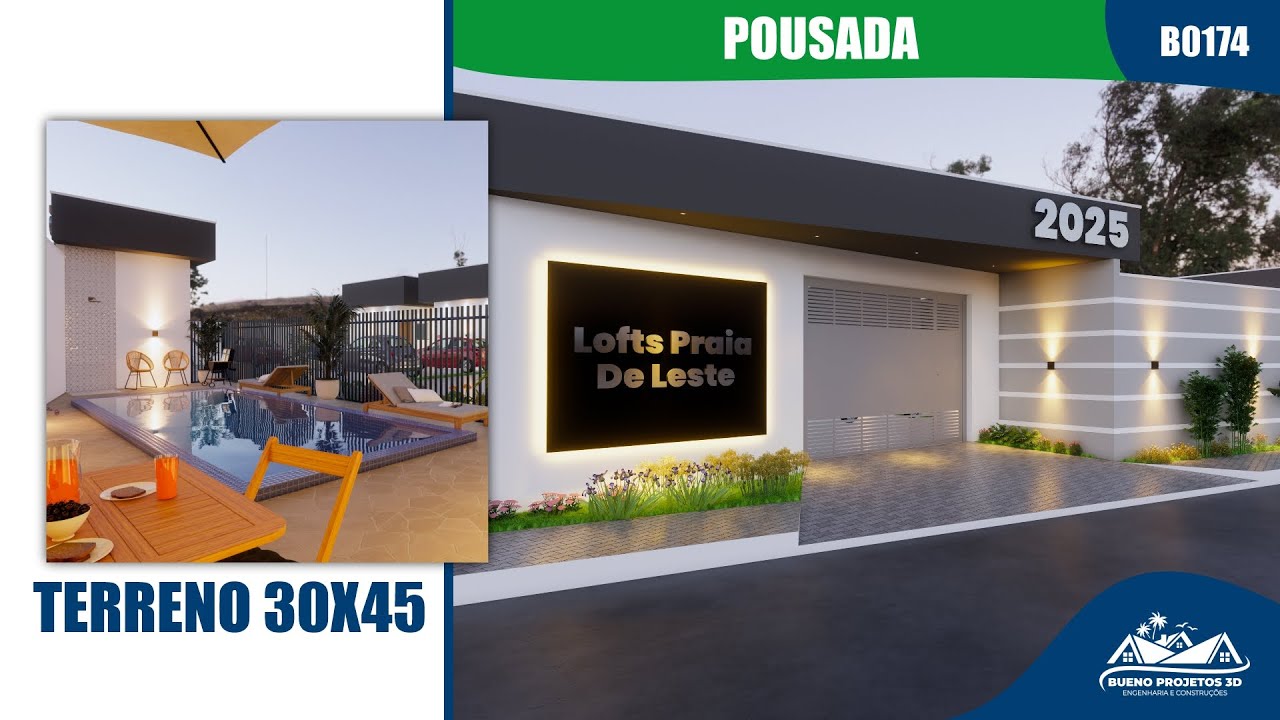 Pousada com Piscina - Terreno 30x40 - B0175