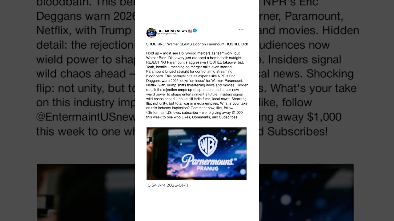 SHOCKING! Warner SLAMS Door on Paramount HOSTILE Bid!