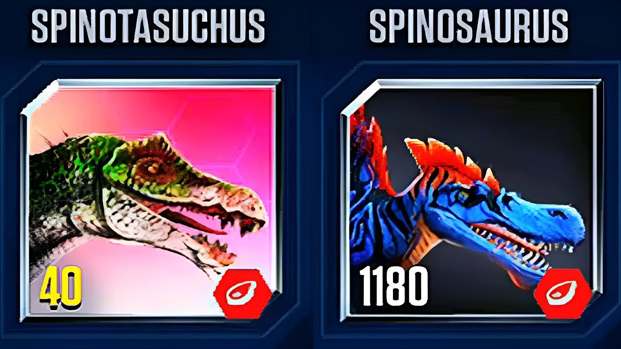 SPINOTASUCHUS 40 VS SPINOSAURUS 1180 | JURASSIC WORLD THE GAME