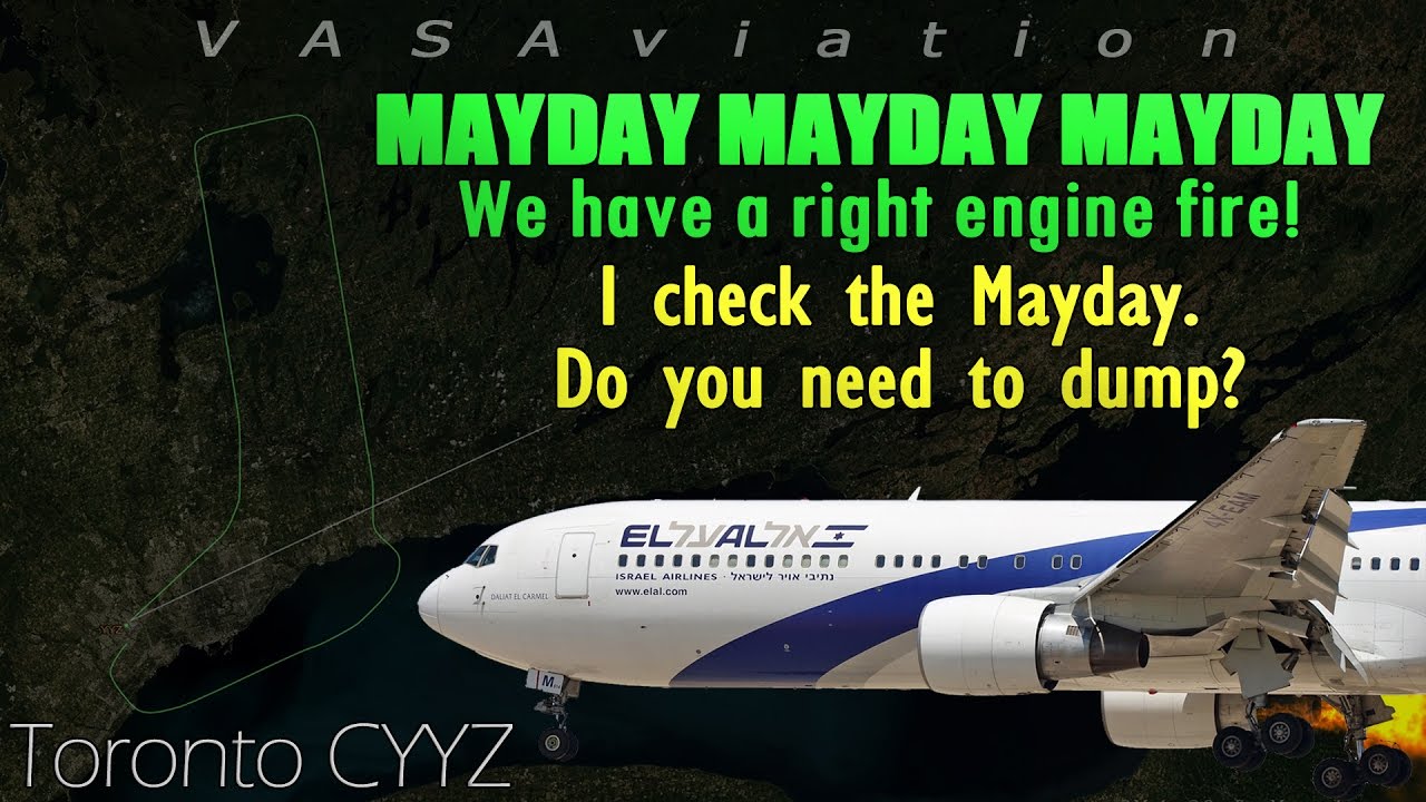 [REAL ATC] El Al B763 ENGINE FIRE + FUEL DUMPING @Toronto