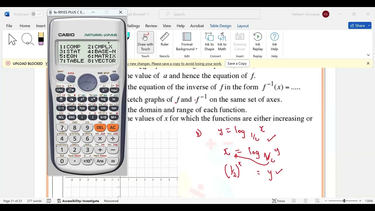 Activity: Domain, Range, and Inverses of Quadratic Functions