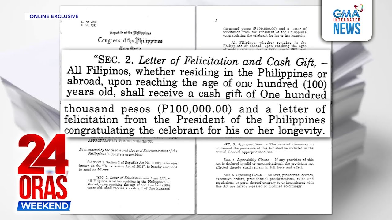 Online Exclusive — Delayed centenarian cash gift | Dump truck, nang-araro, atbp. | 24 Oras Weekend