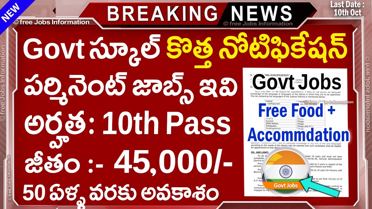 🏬 ప్రభుత్వ స్కూల్స్ లో కొత్త ఉద్యోగాలు వచ్చేశాయి | Govt School Jobs In telugu| 10th pass |Job Search
