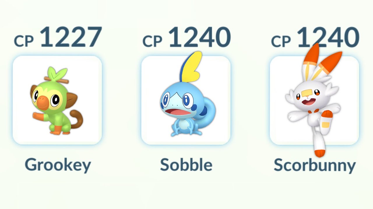All level 50 (Grookey, Sobble, Scorbunny) Galar Starters in Pokemon GO.