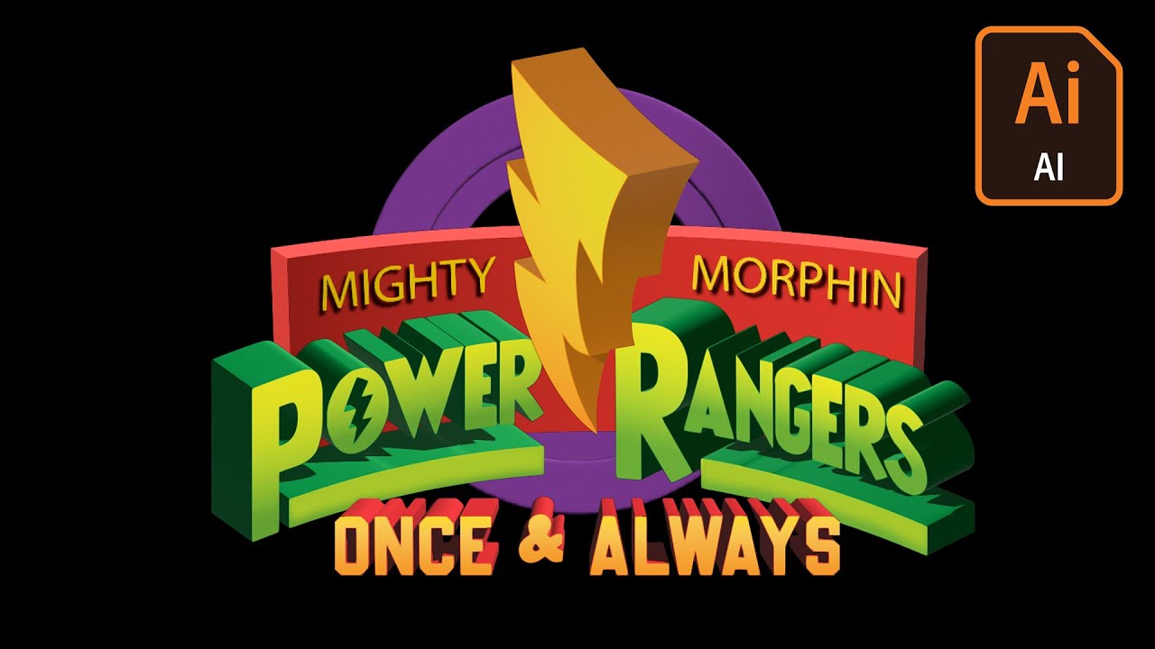 POWER RANGERS  Mighty Morphin DISEÑO 3D con ILLUSTRATOR (TuToriaL)