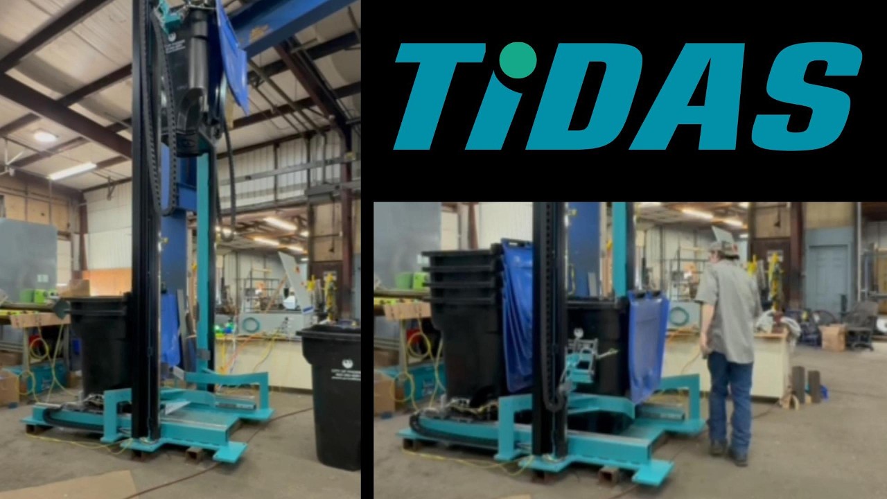 Teal Bin Stacker in action