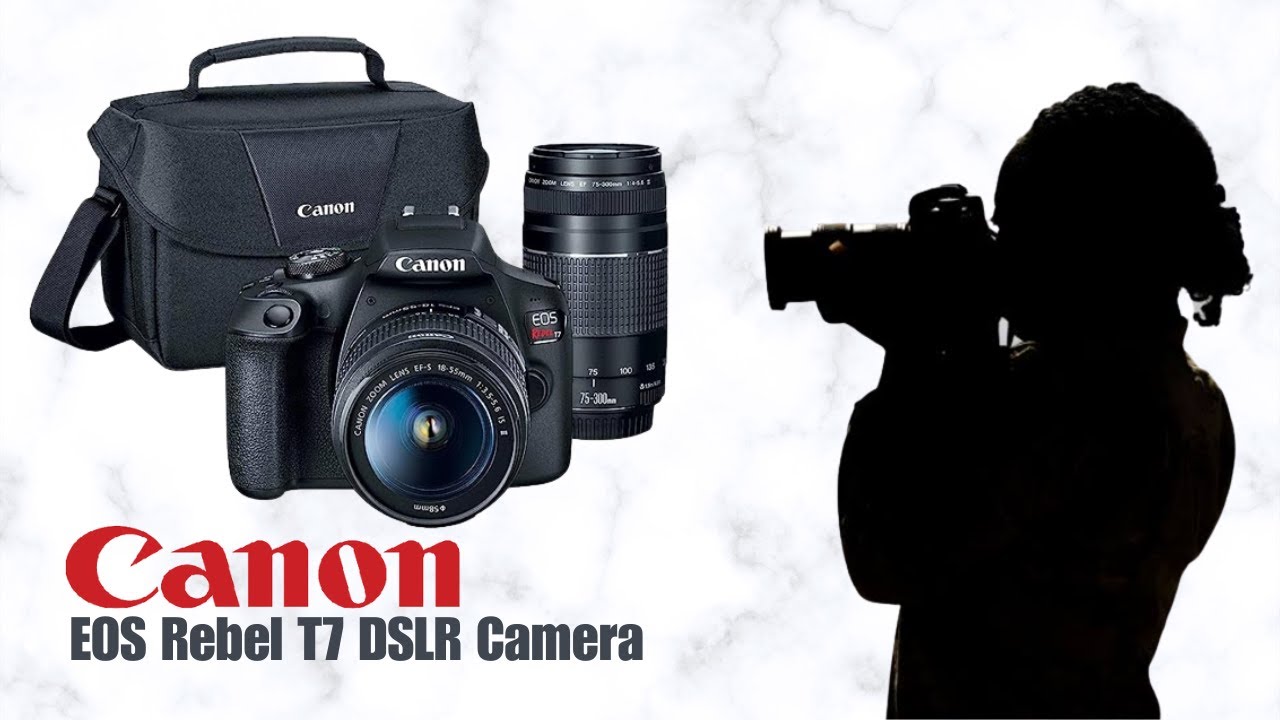 Canon EOS Rebel T7 DSLR Camera | s2 Lens Kit with EF18-55mm + EF 75-300mm Lens, Black | Best Buy