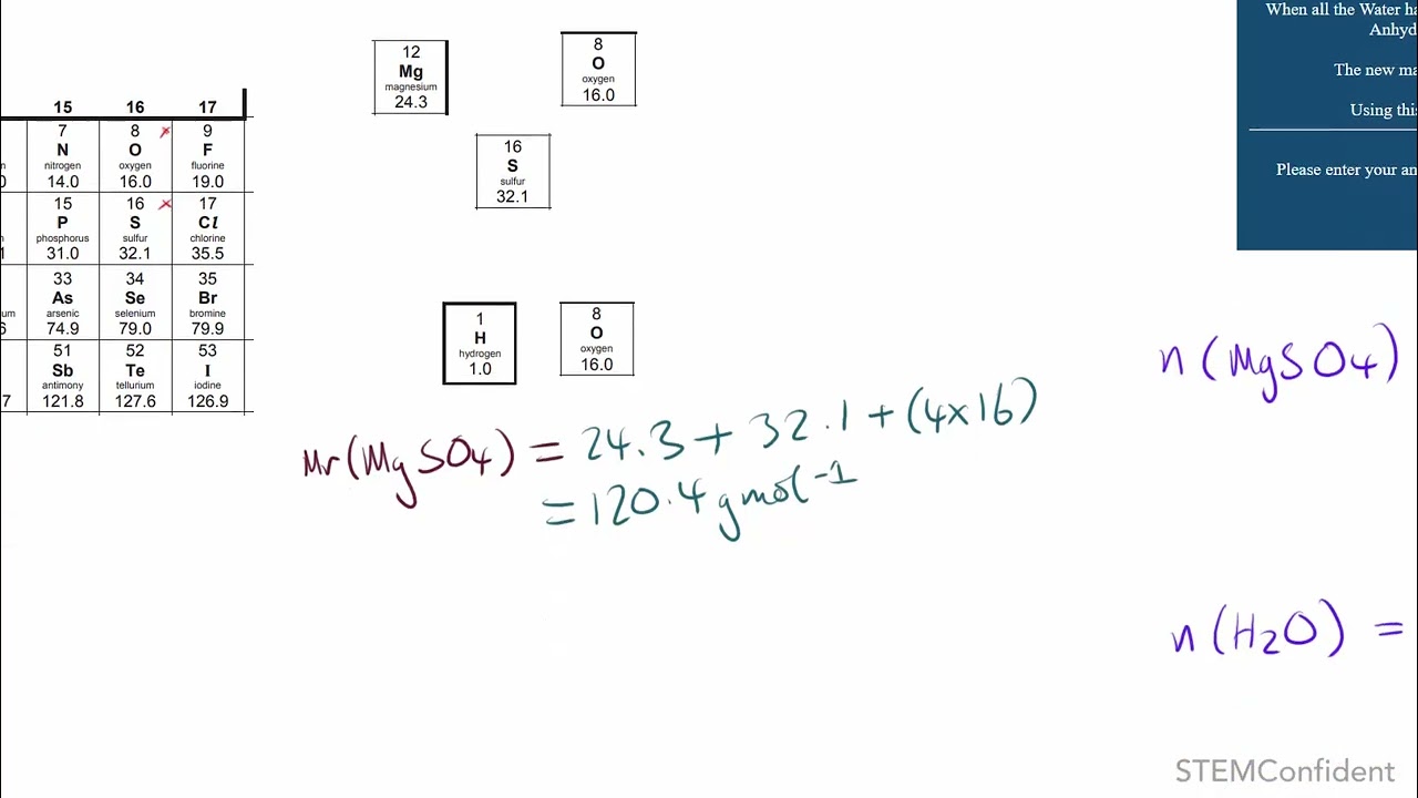 Formula of Hydrated Compound from given Mass - Question 18