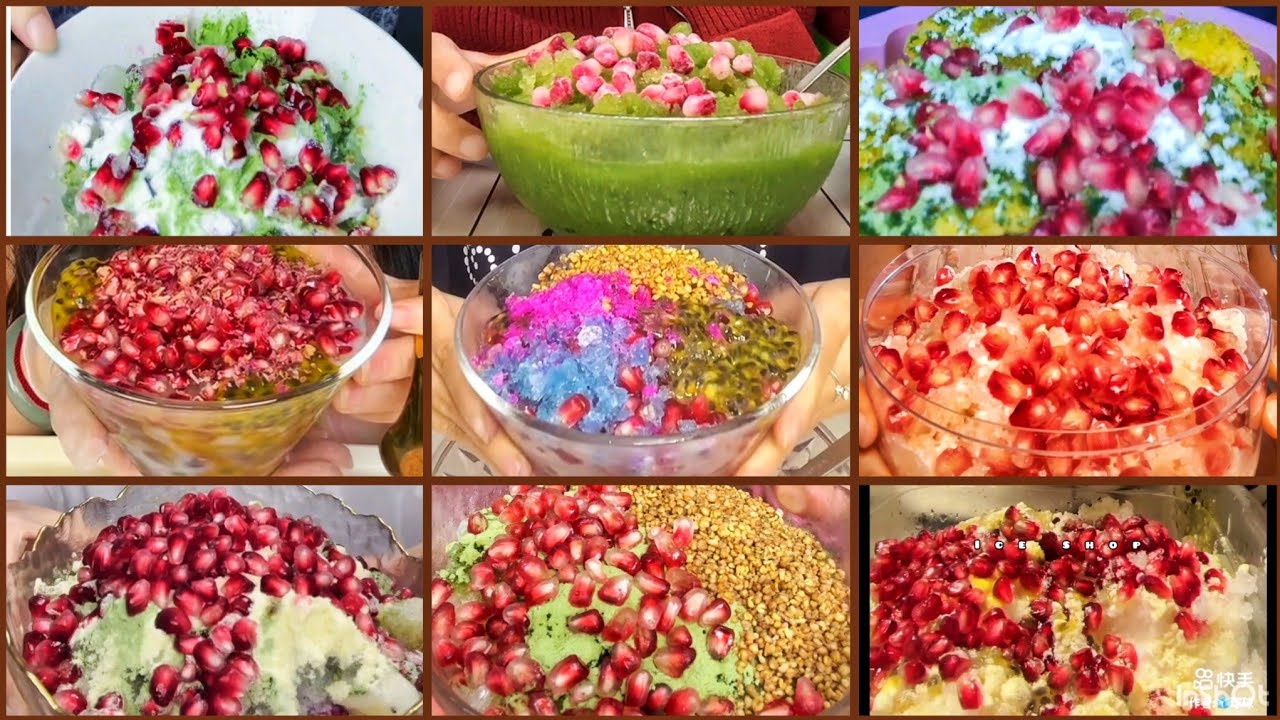 TRENDY ICE || SATISFYING POMEGRANATE MINI ICE BOWL [1/3] || Random ice eaters ICE SHOP 💫🍄🍒