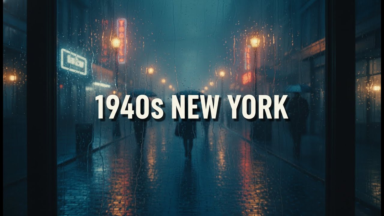 Midnight in 1940s New York 🎻 Dark Old Money Jazz Ambience for Deep Sleep (Rainy City Night)