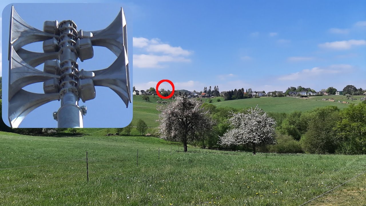 Sirenenprobe Bad Honnef - ECI 1200 & E57 - Neue Mast-Sirene in Aegidienberg