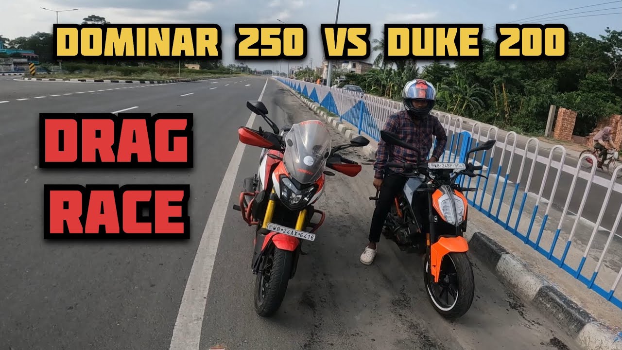 Dominar 250 vs duke 200 drag race