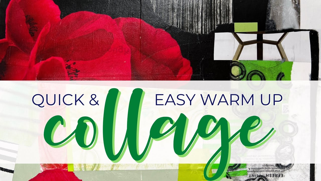 Quick & Easy Warm Up: Red & Green Abstract Collage #arttutorial #abstractart #collageart #sketchbook