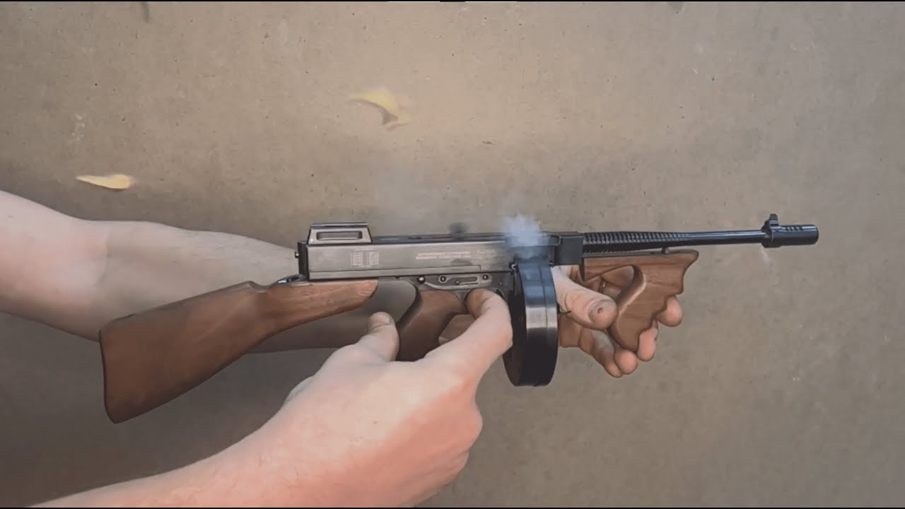 Thompson submachine gun in 1/2 scale full-auto firing