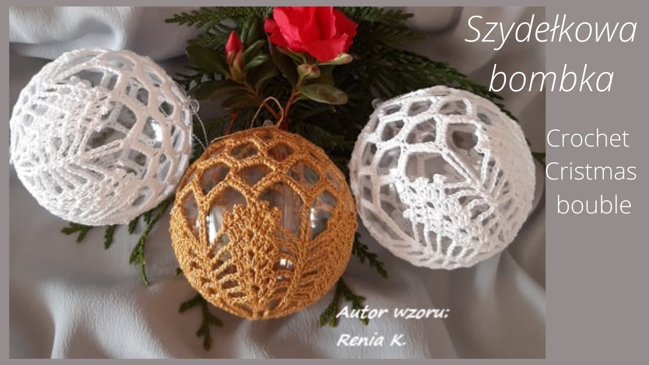 Bombka ażurowa, akryl 8 cm,szydełko.Author Renia K. Crochet Cristmas ornaments.