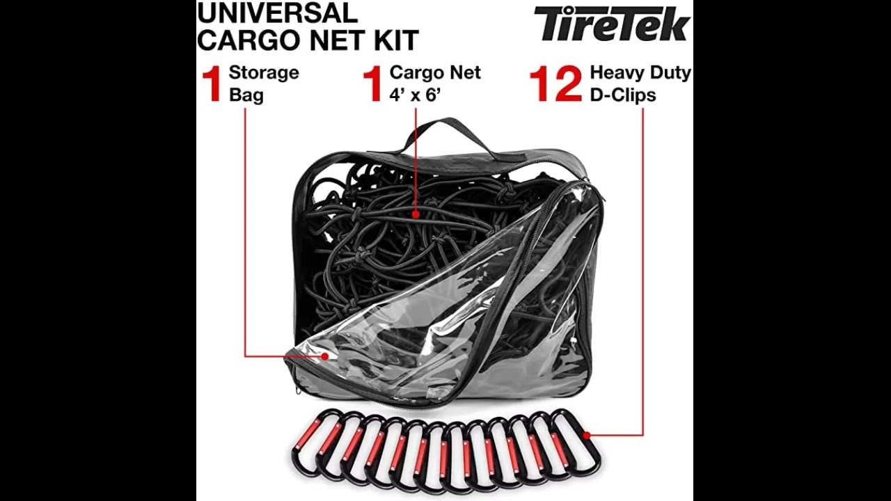 TireTek Cargo Net for Pickup Truck Bed- 4' x 6' Stretches to 8' x 12'- Heavy Duty Small 4&rdquo;x4&rdquo; Latex