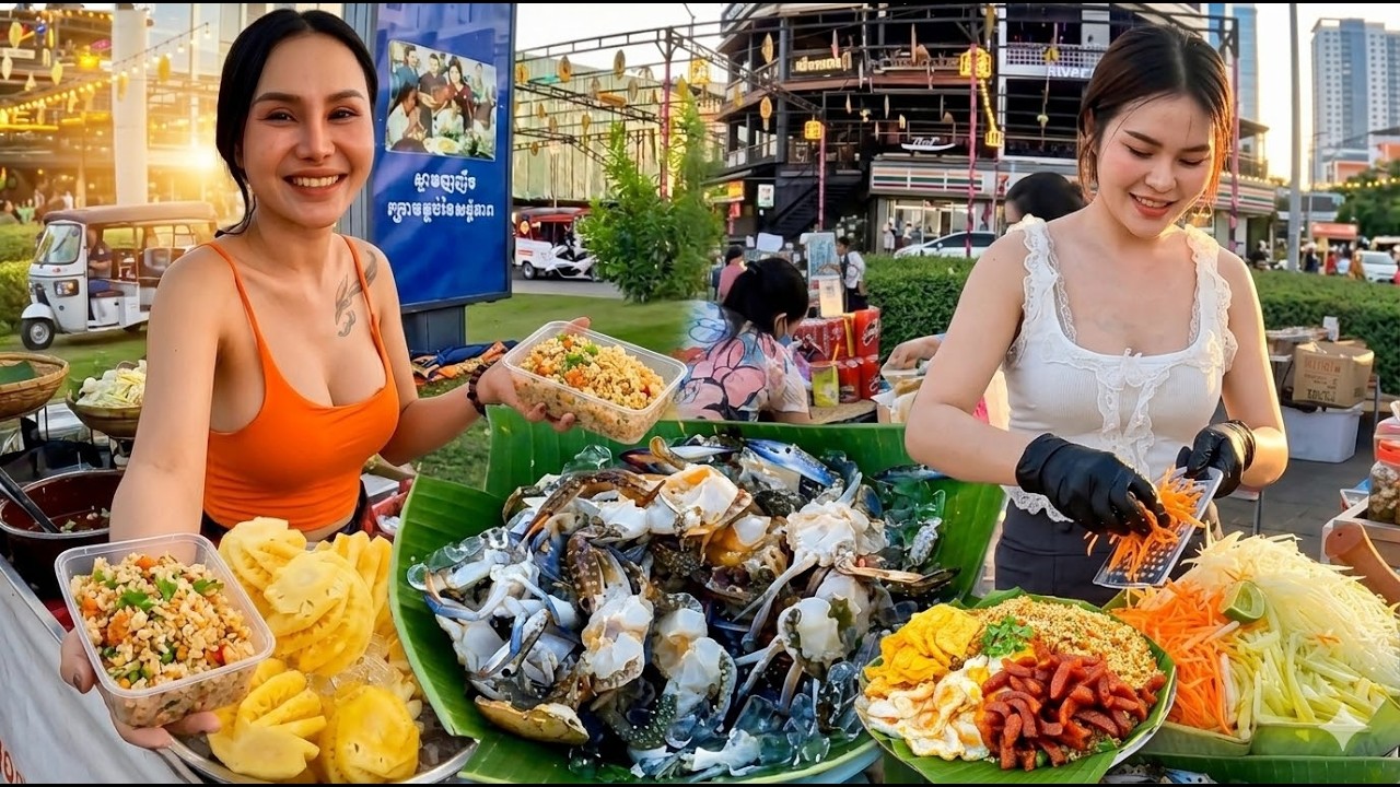 BEST! Cambodian Street Food Walking Tour! Phnom Penh City - Cambodia Food Market Collection 2026