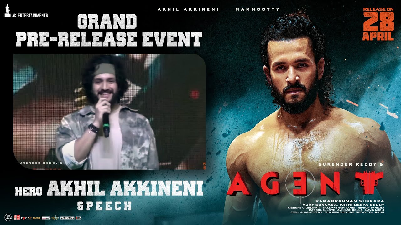 Akhil Akkineni Speech @ AGENT Pre Release Event | Mammootty | Surender Reddy | Anil Sunkara