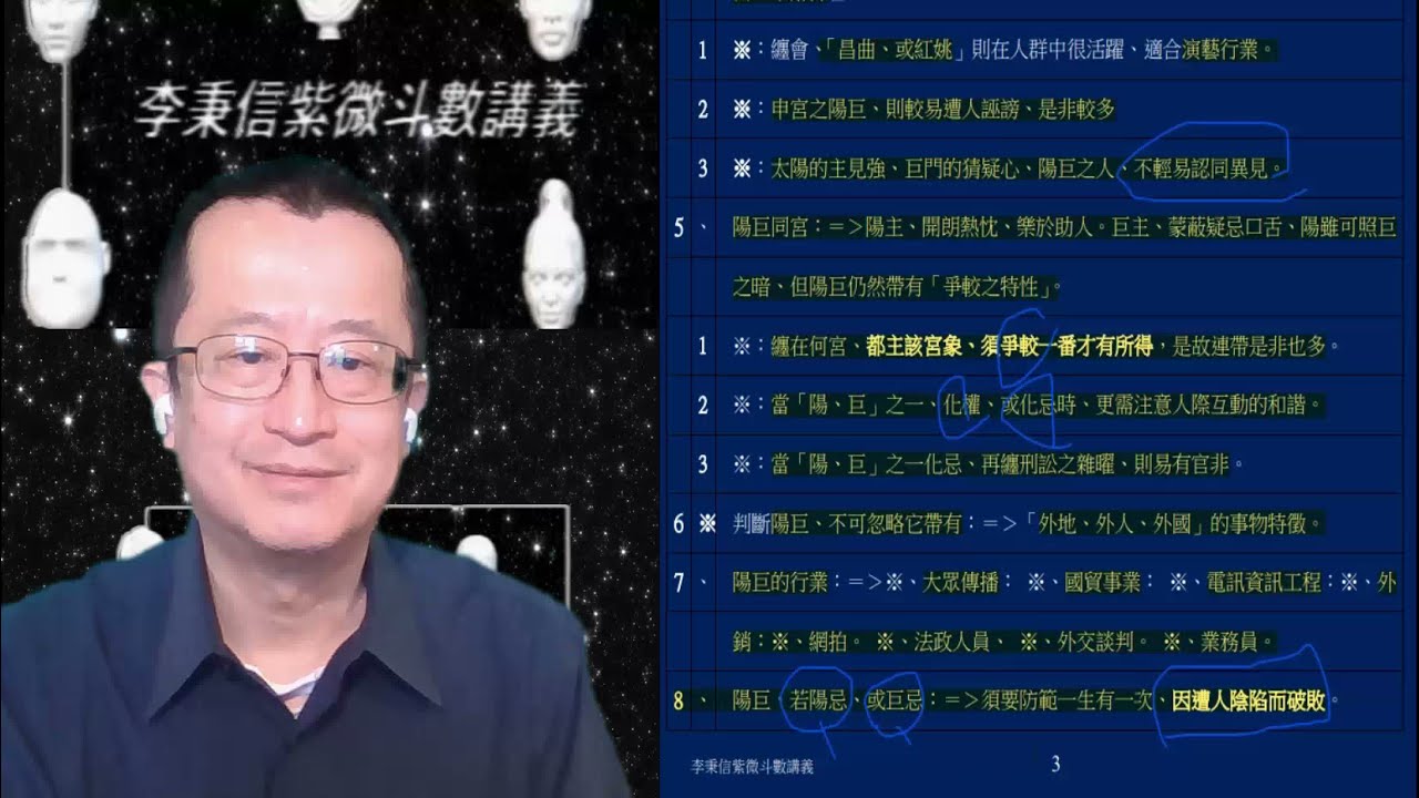 李秉信紫微斗數講義(94)寅申陽巨分析