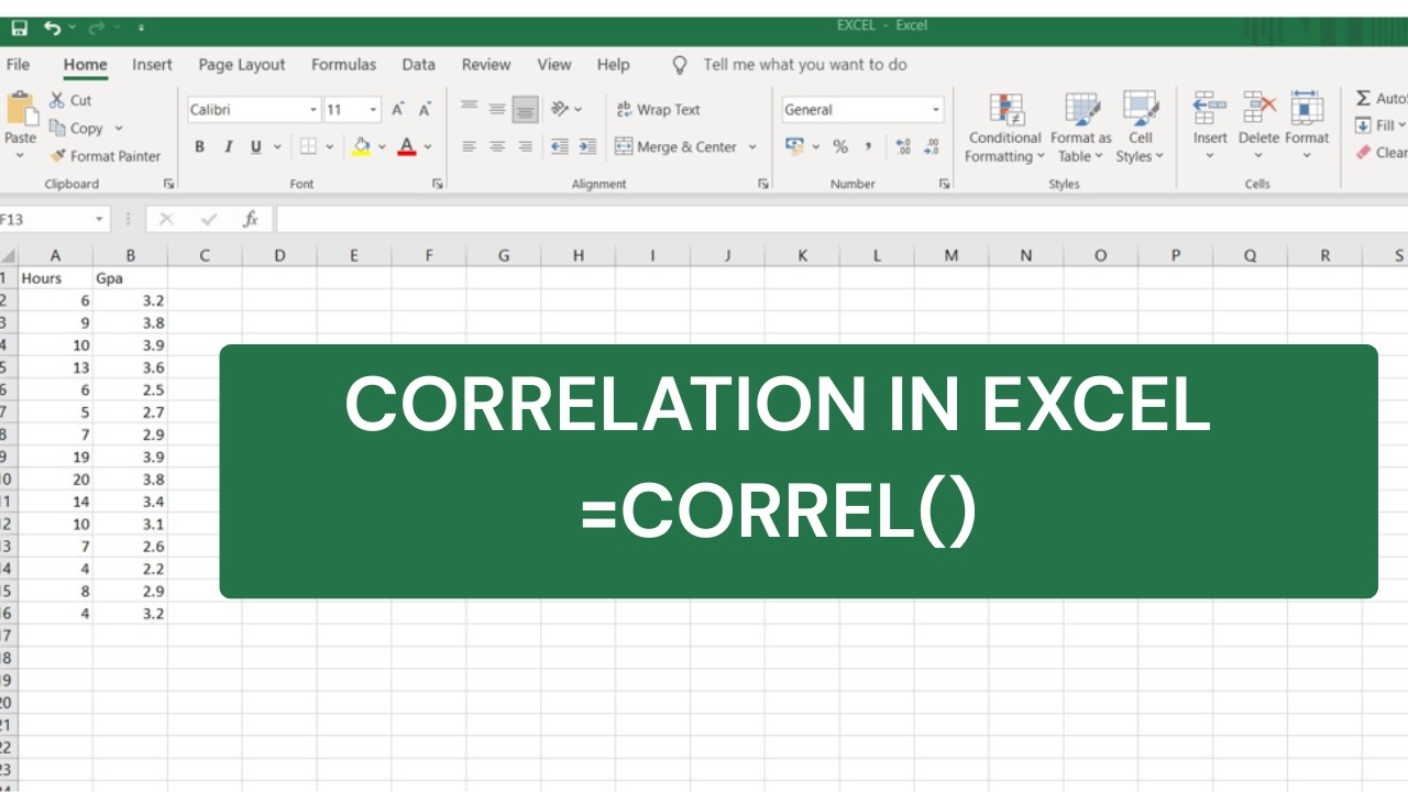 How to calculate correlation in Excel